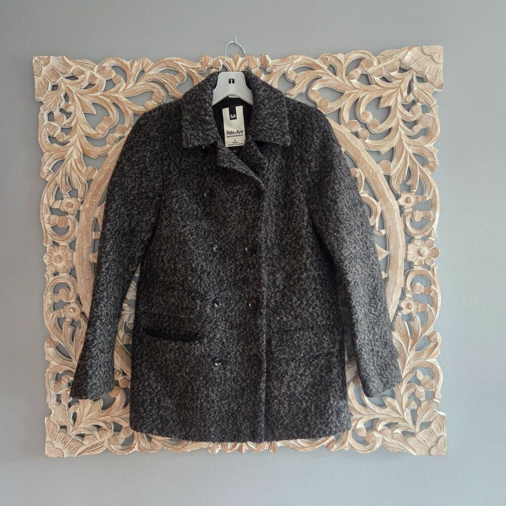 Soia & Kyo Cloe Double Breasted Pea Coat, Charcoal Grey Small